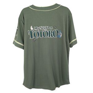 Totoro Baseball Jersey Button Up Unisex Size L Studio Ghibli Kawaii Anime Sporty